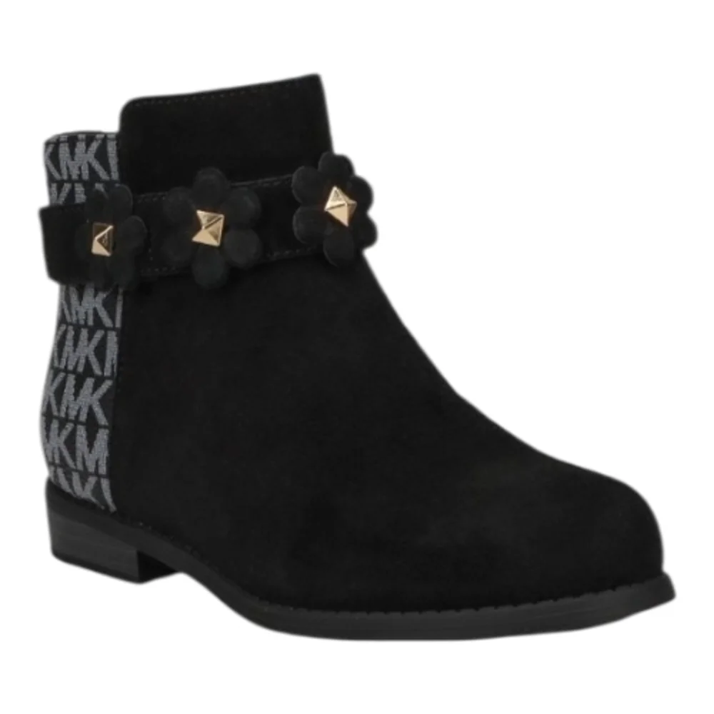 Michael Kors Emma Flora Logo Suede Embellished floral Booties Boots Girl Size 12